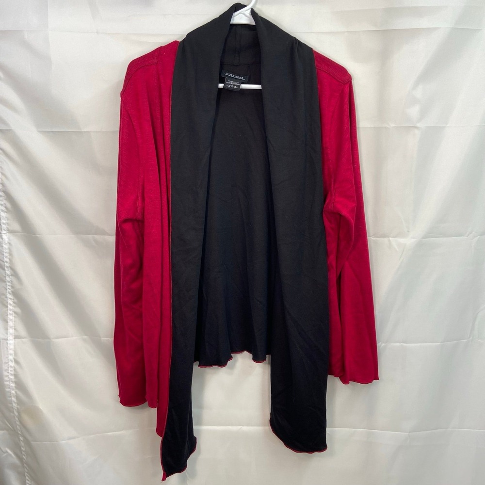 Notations red black soft knit stretch open drapey casual cardigan sweater‎ large